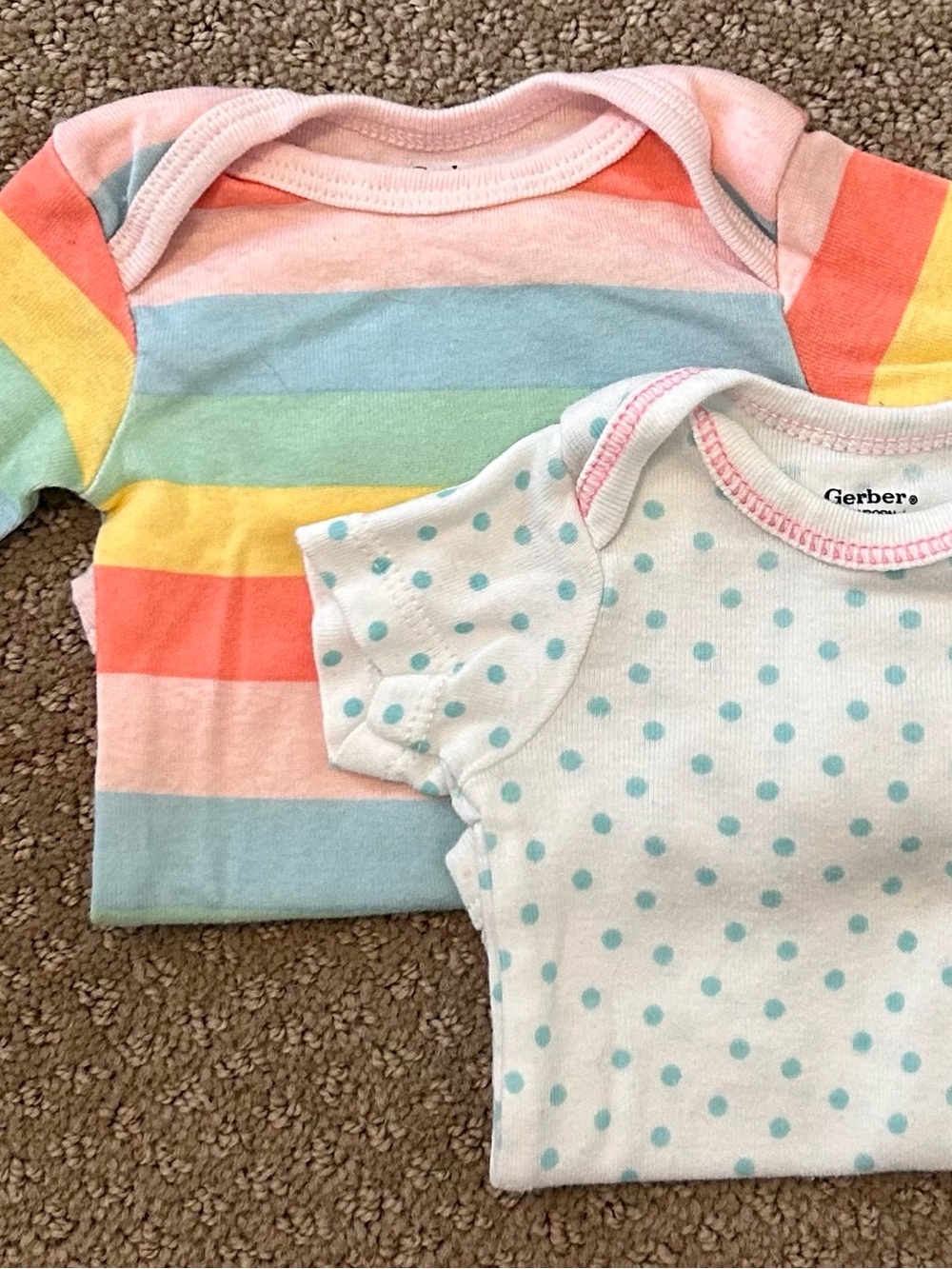 Gerber Rainbow Pastel Striped & Polkadot Baby Onesie Bundle